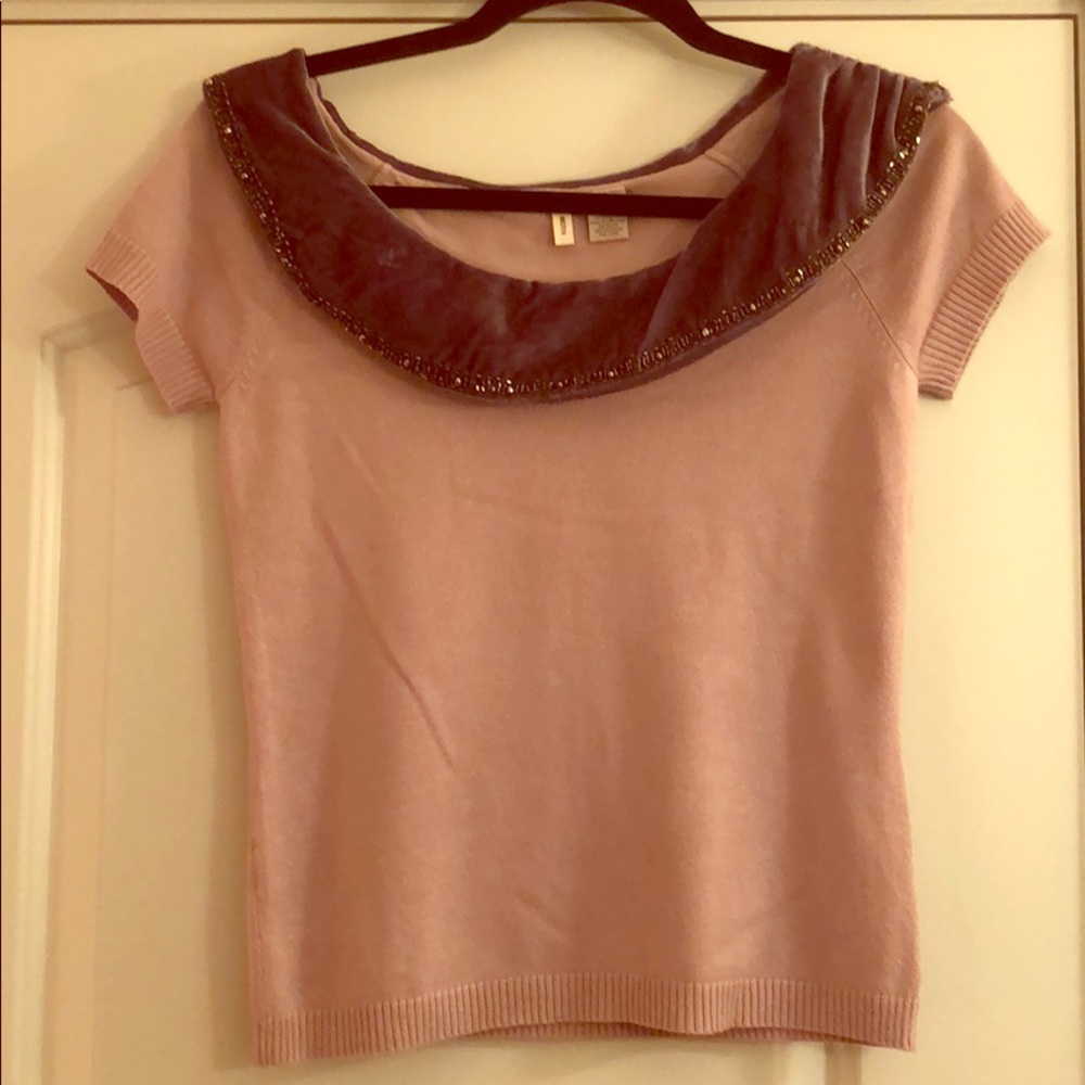 Moth Anthropologie velvet collared sweater size M